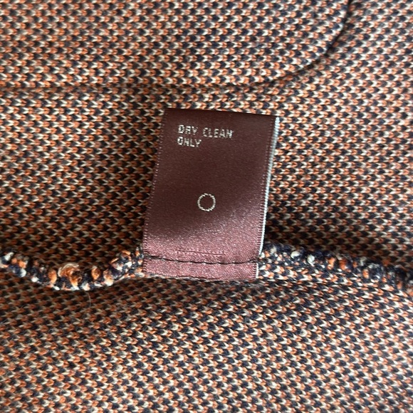 525 America Womens Orange & Navy Buffalo Plaid & Leather Trim Coat Toggle Button - Picture 8 of 10